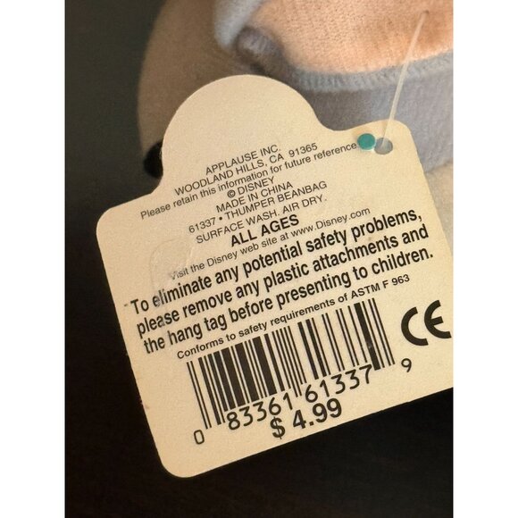 Applause Thumper Beanbag Stuffed Animal with tag attached Bambi NOS - Picture 9 of 10